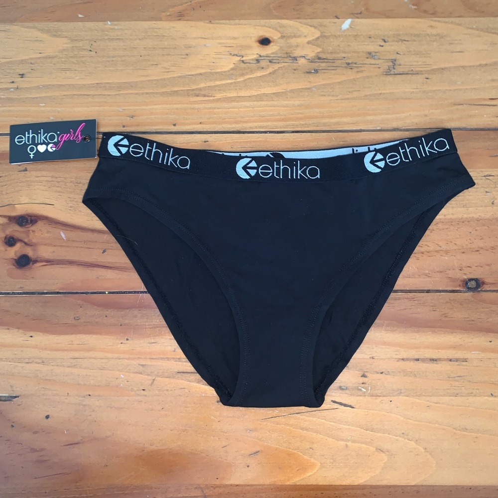 Ethika Girls Black Cotton Blend Bikini Underwear
